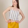 TOP CORTO A RIGHE IN MISTO LINO - Beige, TU