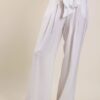 PANTALONI A PALAZZO IN VISCOSA CON FIOCCO - Bianco, TU