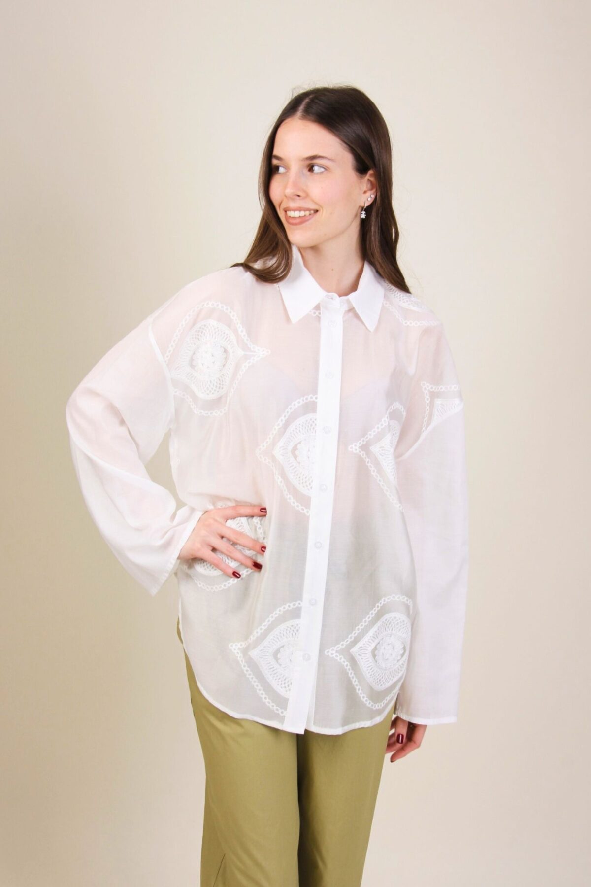 CAMICIA IN VISCOSA CON RICAMI
