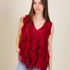 BLUSA IN MISTO SETA SENZA MANICHE CON VOLANT - India, TU