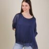 BLUSA IN MISTO SETA CON MANICA AMPIA - Denim, TU