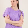 T-SHIRT CON DRAPPEGGIO SULLA SPALLA E DETTAGLIO METALLICO - Lilla, TU