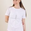 T-SHIRT CON ARRICCIATURA CENTRALE E DETTAGLIO GIOIELLO - Bianco, TU