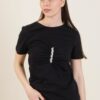 T-SHIRT CON ARRICCIATURA CENTRALE E DETTAGLIO GIOIELLO - Nero, TU