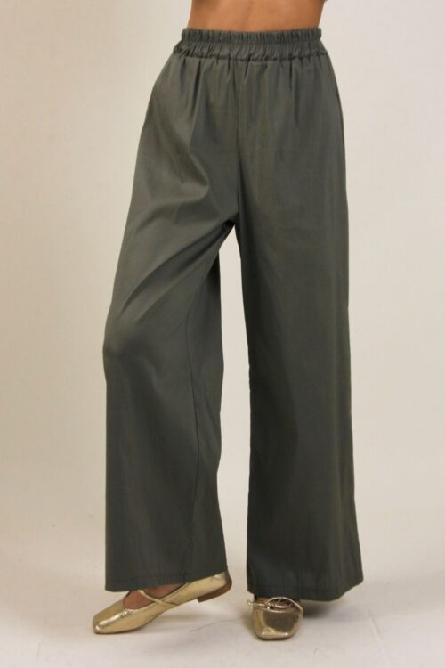 Alternative view of PANTALONI IN POPELINE CON VITA ELASTICIZZATA