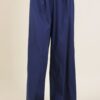 PANTALONI IN POPELINE CON VITA ELASTICIZZATA - Blu, TU