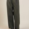 PANTALONI IN POPELINE CON VITA ELASTICIZZATA - Militare, TU