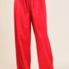 PANTALONI IN POPELINE CON VITA ELASTICIZZATA - Rosso, TU