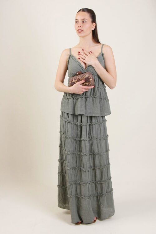 GONNA LUNGA A BALZE CON DETTAGLI SFRANGIATI