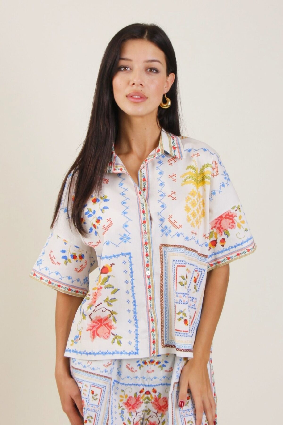 CAMICIA IN COTONE CON RICAMI
