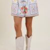 SHORTS IN COTONE CON RICAMI - Panna, TU