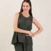 TOP IN MISTO TENCEL CON FONDO ASIMMETRICO - Militare, TU