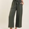 PANTALONI IN MISTO TENCEL CON FIOCCO - Militare, TU