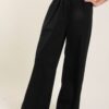 PANTALONI IN POPELINE CON VITA ELASTICIZZATA - Nero, TU