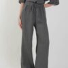 PANTALONI IN LINO A GAMBA AMPIA - Militare, TU