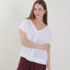 CAMICIA A MANICHE CORTE IN LINO - Bianco, TU