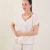 CAMICIA A MANICHE CORTE IN LINO - Bianco, TU