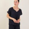 CAMICIA A MANICHE CORTE IN LINO - Blu, TU