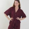 CAMICIA IN LINO A MANICHE CORTE SCOLLO A V - India, TU