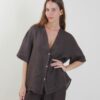 CAMICIA IN LINO A MANICHE CORTE SCOLLO A V - Moro, TU