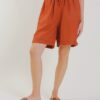 SHORTS IN MISTO LINO E TENCEL - Mattone, TU