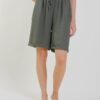 SHORTS IN MISTO LINO E TENCEL - Militare, TU