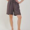 SHORTS IN MISTO LINO E TENCEL - Moro, TU