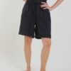 SHORTS IN MISTO LINO E TENCEL - Nero, TU