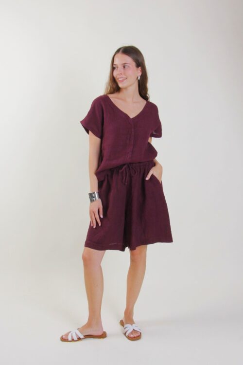 PANTALONCINI IN LINO CON COULISSE