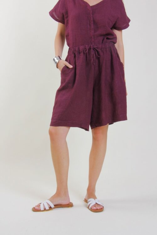 Alternative view of PANTALONCINI IN LINO CON COULISSE