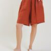 PANTALONCINI IN LINO CON COULISSE - Mattone, TU