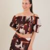 TOP CON SCOLLO ALLA BARDOT STAMPA TROPICALE - Bordeaux, TU
