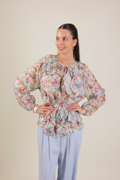 BLUSA CON VOLANT FANTASIA FLOREALE
