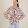 BLUSA CON VOLANT FANTASIA FLOREALE - Panna, TU