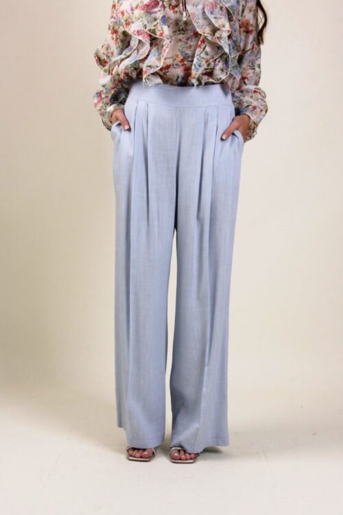 Alternative view of PANTALONE PALAZZO IN MISTO LINO CON PINCES