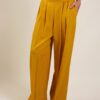PANTALONE PALAZZO IN MISTO LINO CON PINCES - Senape, TU