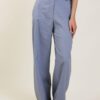 PANTALONE PALAZZO IN LINO CON CINTURA - Azzurro, M