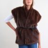 GILET IN ECO-PELLICCIA CON CINTURA - Moro, TU
