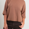 MAGLIA CON MANICA RISVOLTATA A 3/4 - Moka, TU