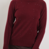 MAGLIA CON COLLO ALTO MORBIDO E DETTAGLI LUMINOSI - Bordeaux, TU