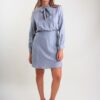 ABITO A RIGHE CON FIOCCO AL COLLO - Grigio, M