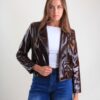 GIUBBINO EFFETTO PELLE LUCIDA - Dark Brown, M