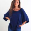 BLUSA IN VISCOSA FLUIDA CON MANICHE A PIPISTRELLO - Blu, TU