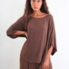 BLUSA IN VISCOSA FLUIDA CON MANICHE A PIPISTRELLO - Moro, TU
