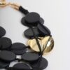 COLLANA CON ELEMENTI TONDI NERI OPACHI E INSERTI METALLICI - Nero, TU
