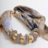 COLLANA FOULARD CON ANELLI LUMINOSI - Beige, TU