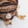 SET DI BRACCIALI ELASTICI CON PERLE, LEGNO E CRISTALLI - Marrone, TU