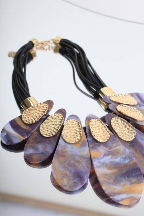 Alternative view of COLLANA GIROCOLLO CON MAXI GOCCE MARMORIZZATE