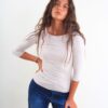 MAGLIA ADERENTE CON MANICA A 3/4 - Beige, TU