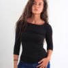MAGLIA ADERENTE CON MANICA A 3/4 - Nero, TU